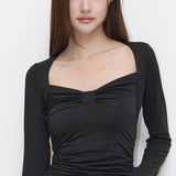 ILLIGO 2610 BOLERO SHIRRING TOP TEE BLACK