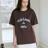 ROLAROLA 2603 MAISON DE ROLA EMBROIDERY LOOSE FIT T-SHIRT BROWN