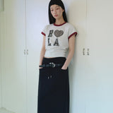 ROLAROLA 2605 ILOVE ROLA PATCHWORK RINGER T-SHIRT M/GRAY