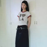 ROLAROLA 2605 ILOVE ROLA PATCHWORK RINGER T-SHIRT M/GRAY
