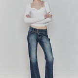 PAIN OR PLEASURE 2604 DAISY RIBBON TOP WHITE