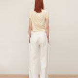 YUSE SS2403 LACE LAYERED COTTON WIDE PANTS - IVORY