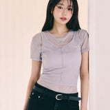 ROLAROLA 2605 NUBASIC TENCEL HALF T-SHIRT SET GRAY