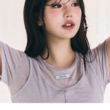 ROLAROLA 2605 NUBASIC TENCEL HALF T-SHIRT SET GRAY