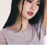 ROLAROLA 2605 NUBASIC TENCEL HALF T-SHIRT SET GRAY