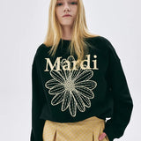 MARDI MERCREDI 2512 SWEATSHIRT FLOWERMARDI NEEDLEWORK_BLACK LEMON