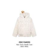 13DE MARZO | 2412 Bear Fuzzy Hoodie Coat Snow White