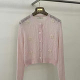 KOREAN COLLECTION 2504 花朵编织针织开衫
