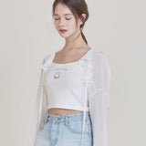 NOT YOUR ROSE 2505 Fairy chiffon bolero White