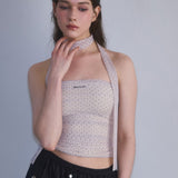 ROSE FRANTZ 2603 Mesh Dot Tie Top Beige