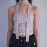 ROSE FRANTZ 2603 Mesh Dot Tie Top Beige