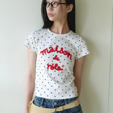 ROLAROLA 2607 MAISON DE ROLA EMBROIDERY DOT T-SHIRT WHITE