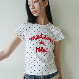 ROLAROLA 2607 MAISON DE ROLA EMBROIDERY DOT T-SHIRT WHITE