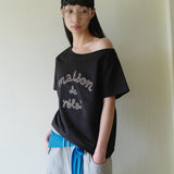 ROLAROLA 2607 MAISON DE ROLA EMBROIDERY OFF SHOULDER T-SHIRT BLACK