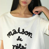 ROLAROLA 2607 MAISON DE ROLA EMBROIDERY OFF SHOULDER T-SHIRT OFF WHITE