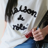 ROLAROLA 2607 MAISON DE ROLA EMBROIDERY OFF SHOULDER T-SHIRT OFF WHITE