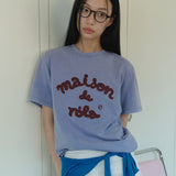 ROLAROLA 2607 MAISON DE ROLA EMBROIDERY PIGMENT LOOSE FIT T-SHIRT BLUE