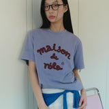 ROLAROLA 2607 MAISON DE ROLA EMBROIDERY PIGMENT LOOSE FIT T-SHIRT BLUE