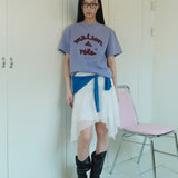 ROLAROLA 2607 MAISON DE ROLA EMBROIDERY PIGMENT LOOSE FIT T-SHIRT BLUE