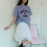 ROLAROLA 2607 MAISON DE ROLA EMBROIDERY PIGMENT LOOSE FIT T-SHIRT BLUE