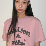 ROLAROLA 2607 MAISON DE ROLA EMBROIDERY PIGMENT LOOSE FIT T-SHIRT I/PINK