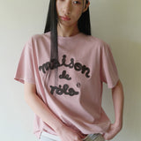 ROLAROLA 2607 MAISON DE ROLA EMBROIDERY PIGMENT LOOSE FIT T-SHIRT I/PINK