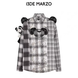 13DE MARZO | 2509 Panda Bear Checkered Shirt