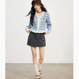 MacyMccoy 2510 假两件条纹拼接毛衣