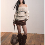 VIA PITTI 2511 费尔岛风一字肩针织毛衣