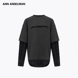 ANN ANDELMAN 2509 假两件植绒Tee 褐色