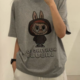 KOREAN COLLECTION 2508 卡通Labubu短袖上衣 灰