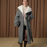 DIANA VEVINA 2512 连帽羊毛气质大衣 灰