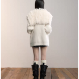 VIA PITTI 2511 重磅狐狸毛大翻领毛织外套 白