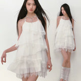 VIA PITTI 2507 挂脖薄纱蓬蓬连衣裙
