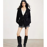 MacyMccoy 2510 大翻领毛衣系带外套 黑