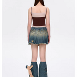 13DE MARZO | 2509 Denim Frayed Skirt