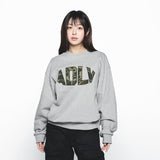 ADLV 2510 拼接刺绣圆领套头卫衣 灰