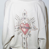 SCULPTOR 2511 Beaded Saint Hoodie Zip-Up Dirty White