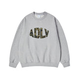 ADLV 2510 拼接刺绣圆领套头卫衣 灰