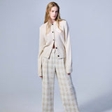 MARDI MERCREDI 2510 RACCOON BLENDED CARDIGAN ROUND NECK SPADE_IVORY
