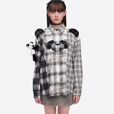 13DE MARZO | 2509 Panda Bear Checkered Shirt