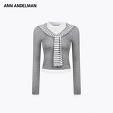ANN ANDELMAN 2512 针织假两件绑带上衣 灰
