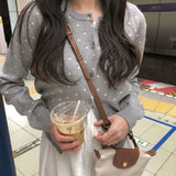 KOREAN COLLECTION 2603 圆领波点百搭针织开衫 浅灰