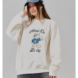 ADLV 2511 可爱站立欢迎小熊圆领卫衣 白