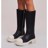 SMFK 2512 流浪皮质高筒靴 黑白