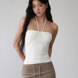VIA PITTI 2509 抹胸麻花挂脖针织上衣