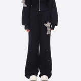 13DE MARZO | 2602 Deconstructed Wide-Leg Sweatpants Black