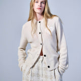 MARDI MERCREDI 2510 RACCOON BLENDED CARDIGAN ROUND NECK SPADE_IVORY