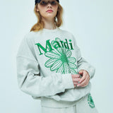 MARDI MERCREDI 2510 SWEATSHIRT FLOWERMARDI NEEDLEWORK_OATMEAL GREEN