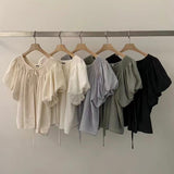 KOREAN COLLECTION 2505 气质简约泡泡袖系带短袖